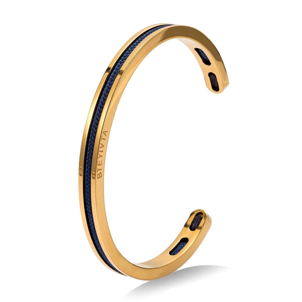 Minimalist Stainless Steel Cuff Bracelet Lucky Nautical Rope Inlay Unisex